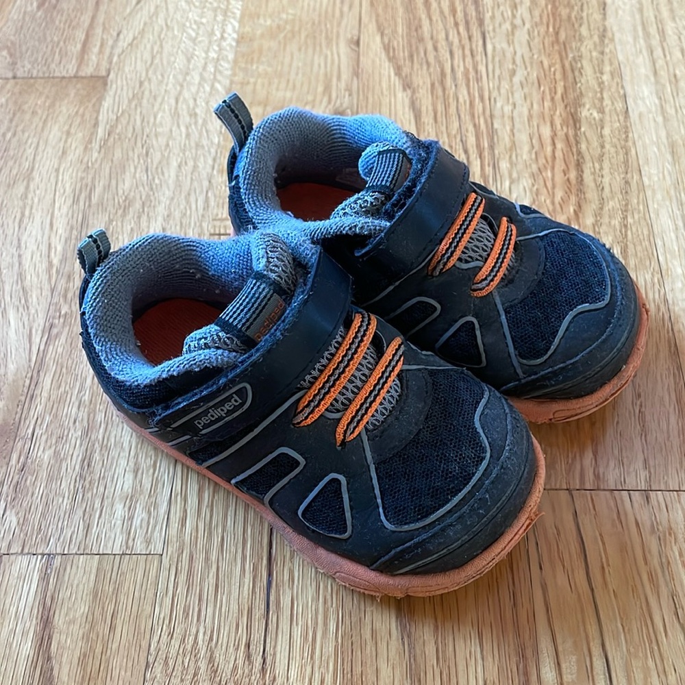 Black and Orange Pediped Sneakers